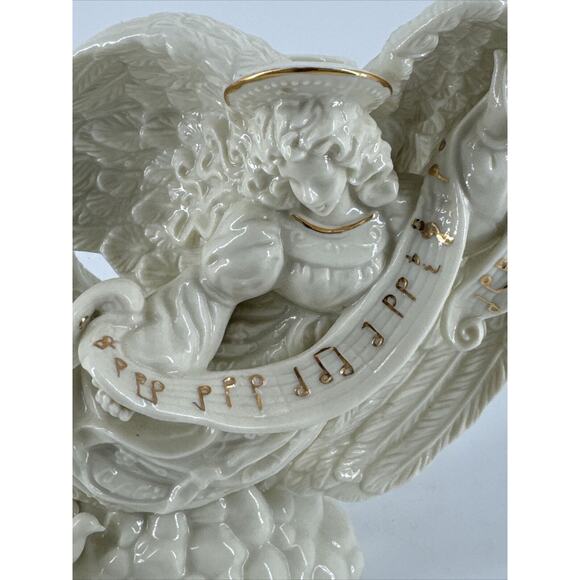 Candle Holder Porcelain Angel Ivory 6.85” T x 9” W x 3.6” D Palm Tree 2000 - Picture 2 of 11